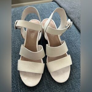 Toms Women's Cream Strappy Wedge Sandals